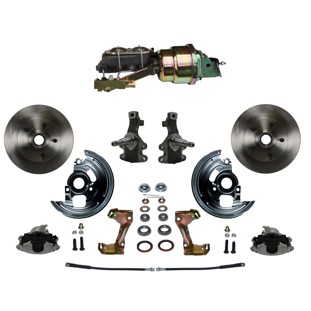 LEED Brakes Power 2" Drop Spindle Kit with Plain Rotors and Zinc Plated Calipers